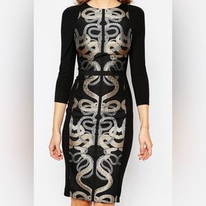 Ted Baker London Dress- black long sleeve Midi